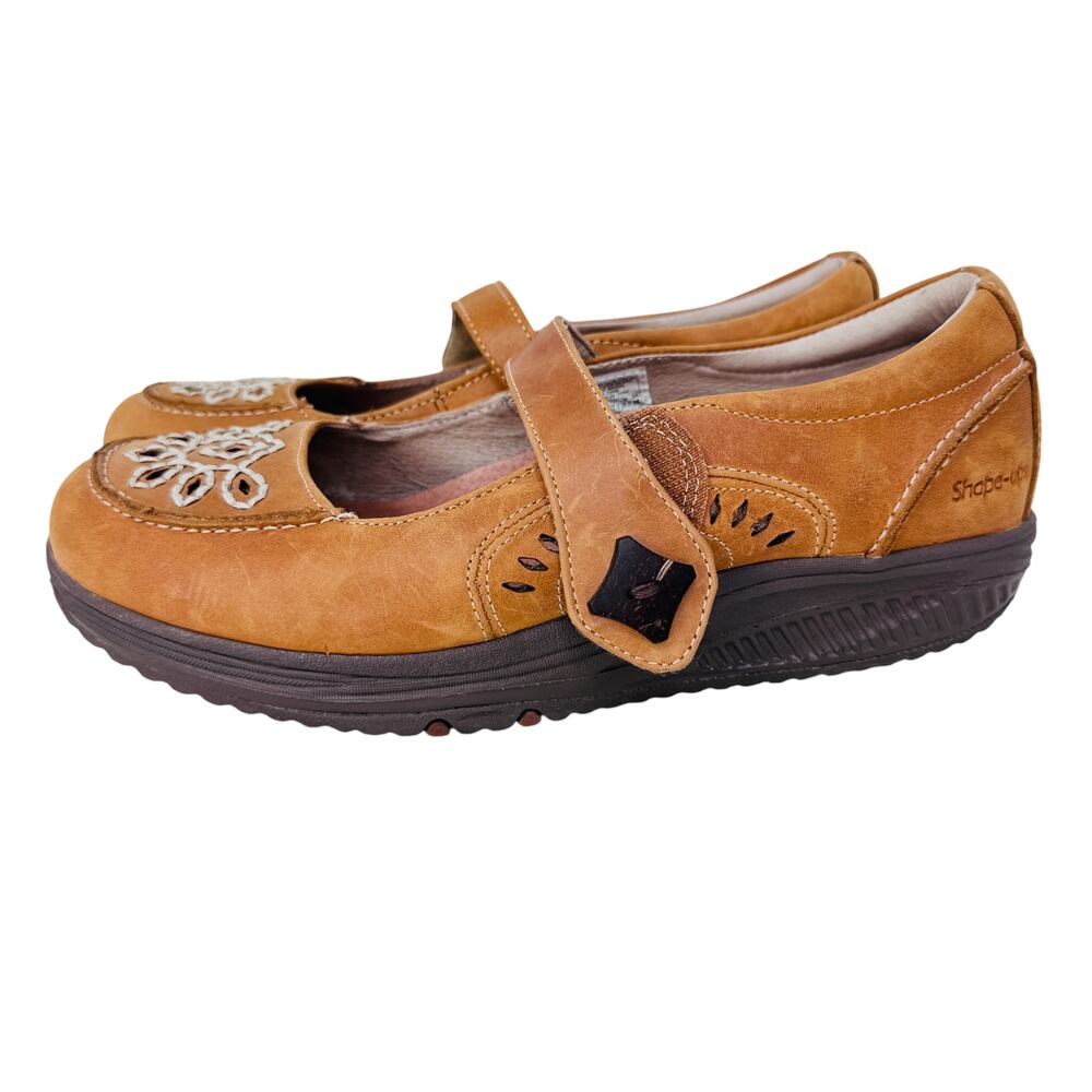 Skechers Shape ups Mary Janes Shoes Womens US 7.5 Brown Leather Wedge SN24883 - Picture 2 of 11
